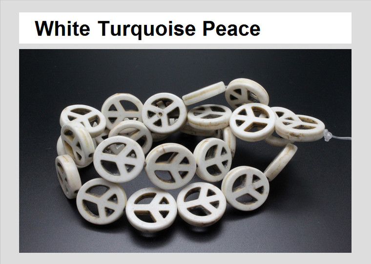 10mm White Magnesite Peace Beads 15.5" [t463w]