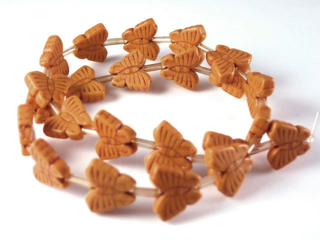 13x15mm Coffee Magnesite Butterfly Beads 15.5" [t465c]