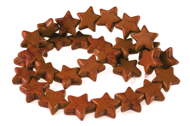 12mm Coffee Magnesite Star Beads 15.5" [t472c]