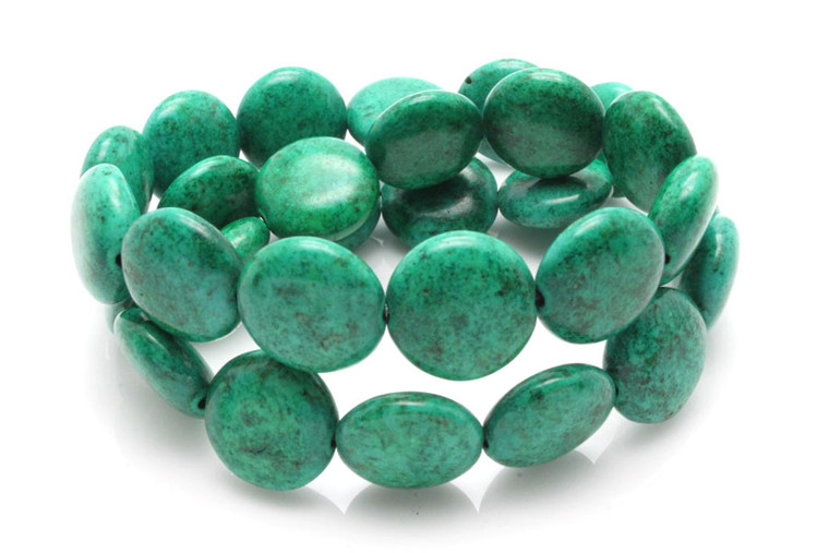 16mm Tibetan Turquiose Puff Coin Beads 15.5" stabilized [t4c16]