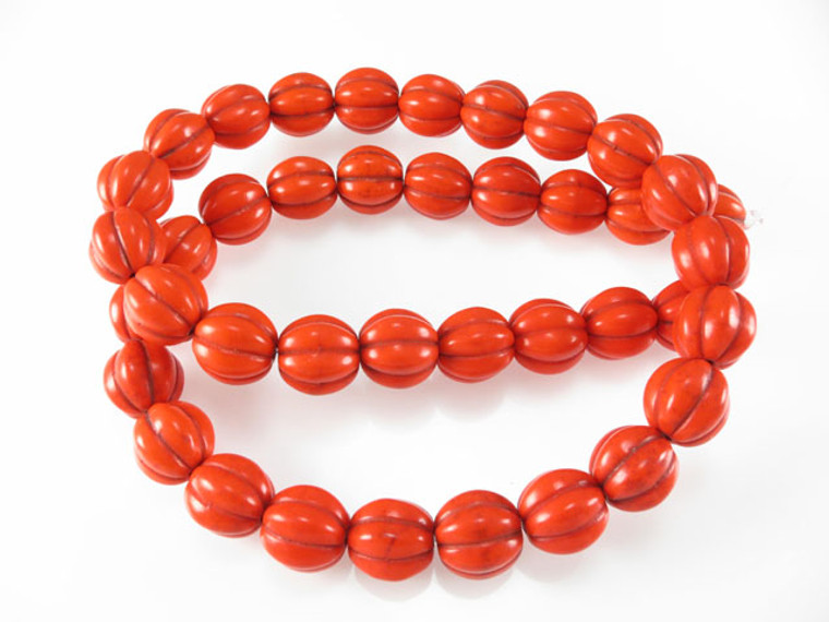 10mm Orange Magnesite Round Rope Beads 15.5" [t511h]
