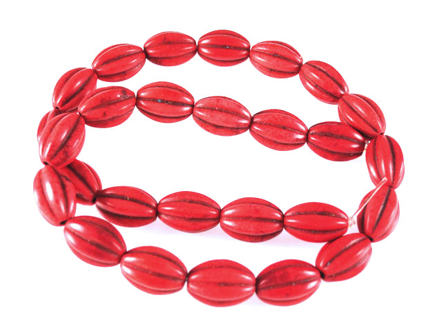 10x14mm Red Magnesite Oval Rope Beads 15.5" [t512r]