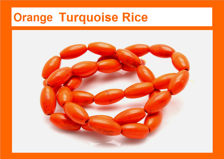 6x12mm Orange Magnesite Rice Beads 15.5" [t522h]