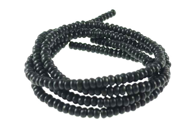 4mm Black Magnesite Rondelle Beads 15.5" [t531k]