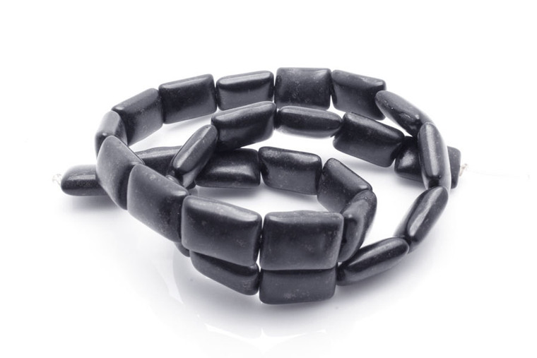 10x14mm Black Magnesite Rectangular Beads 15.5" [t538k]