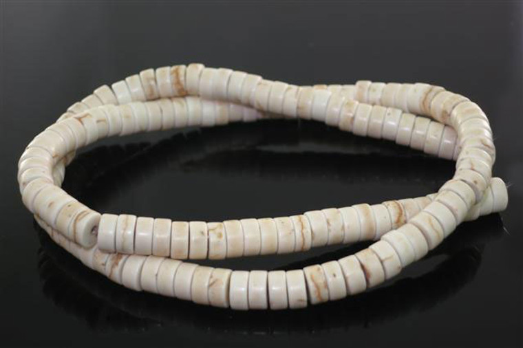 6mm White Magnesite Heishi Beads 15.5" [t546w]