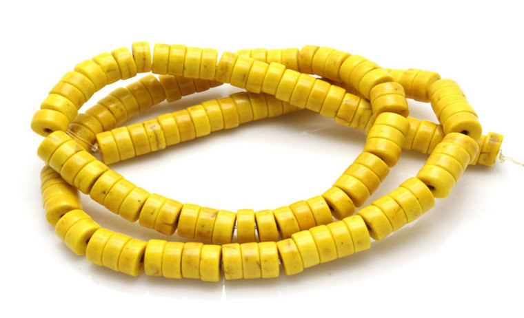 6mm Yellow Magnesite Heishi Beads 15.5" [t546y]