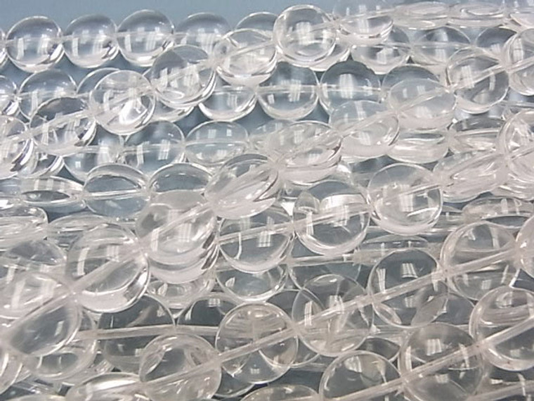 10mm Crystal Puff Coin Beads 15.5" synthetic