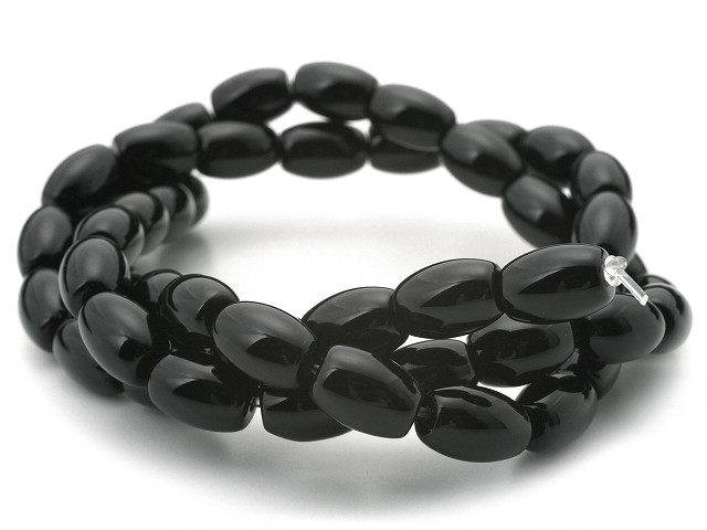 4x6mm Black Onyx Obsidian Rice Beads 15.5" [u72]