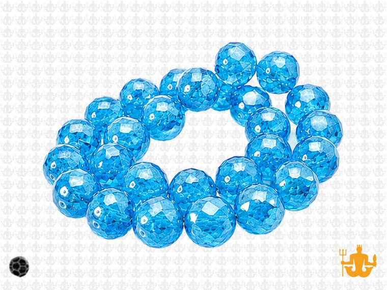 12mm Aqua Opal Quartz Faceted Round Beads About 35 Beads [synthetic [uc10b6]
