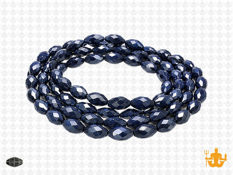 6x8mm Metallic Gray Glass Faceted Rice about 15.5" [uc12a15]