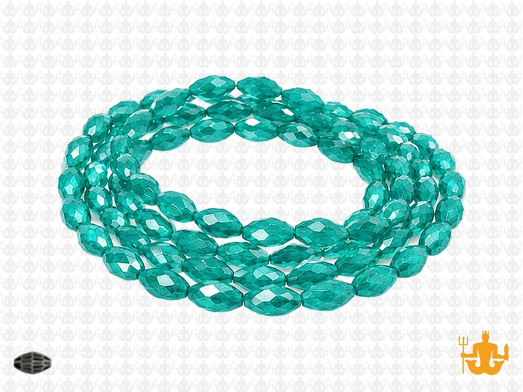 6x8mm Blue Zircon Glass Faceted Rice about 15.5" [uc12a27]