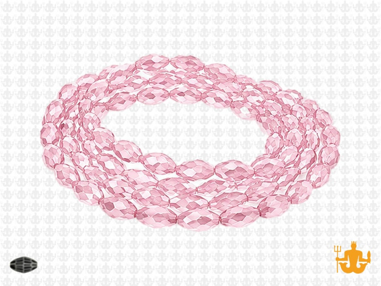 6x8mm Pink Glass Faceted Rice about 15.5" [uc12a5]