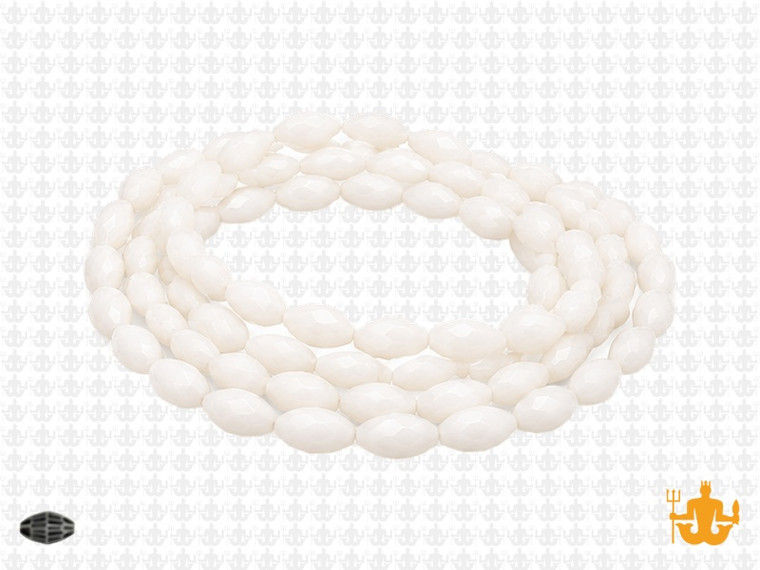 6x8mm White Opal Quartz Faceted Rice Beads 15.5" synthetic [uc12b1]