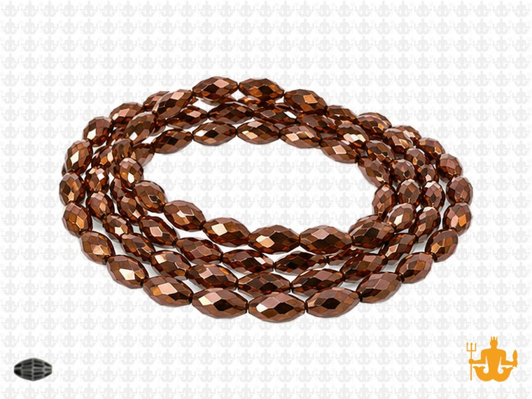6x8mm Metallic Gold Glass Faceted Rice about 15.5" [uc12b18]