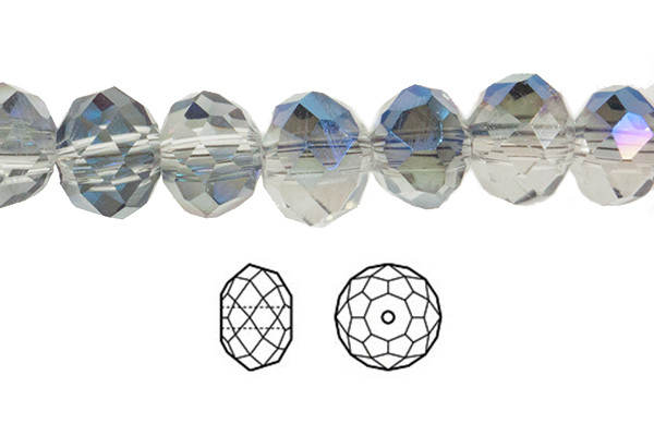 4x3mm Rainbow Blue Glass Faceted Rondelle about 15.5" [uc1c3]