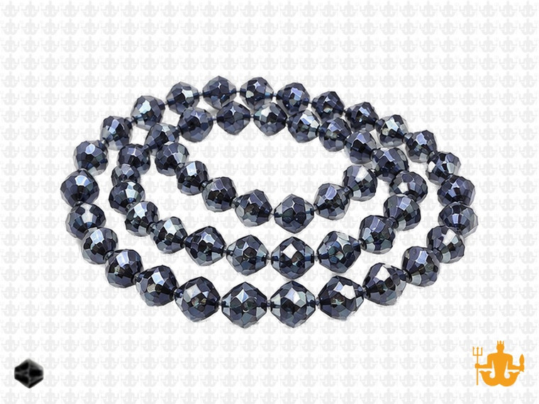 6mm Metallic Gray Glass Faceted Bicone About 50 Bead 11" [uc22a15]
