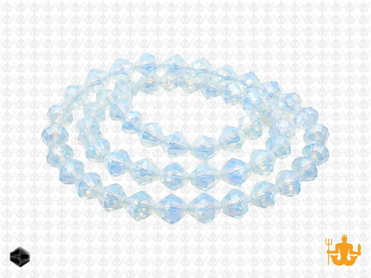 6mm Opalite Faceted Bicone About 50 Bead 11" [uc22a43]