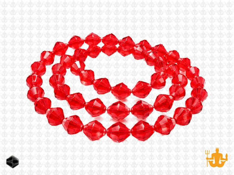 6mm Red Glass Faceted Bicone About 50 Bead 11" [uc22a6]
