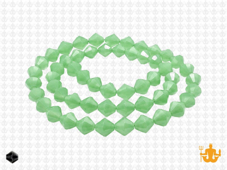 6mm Green Opal Glass Faceted Bicone About 50 Bead 11" [uc22b3]