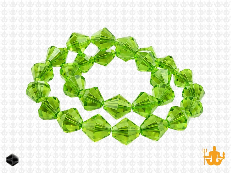 8mm Light Emerald Green Glass Ab Faceted Bicone Beads About 13" [uc23a17]