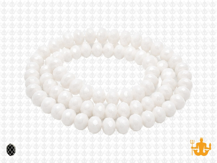 6x4mm White Opal Quartz Faceted Rondelle Beads 15.5" synthetic [uc2b1]