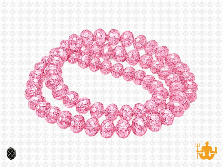 8x6mm Pink Glass Faceted Rondelle About 72 Bead 15.5" [uc3a5]