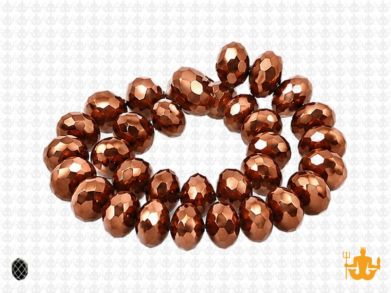 12x8mm Metallic Gold Glass Faceted Rondelle About 72 Bead [uc5b18]