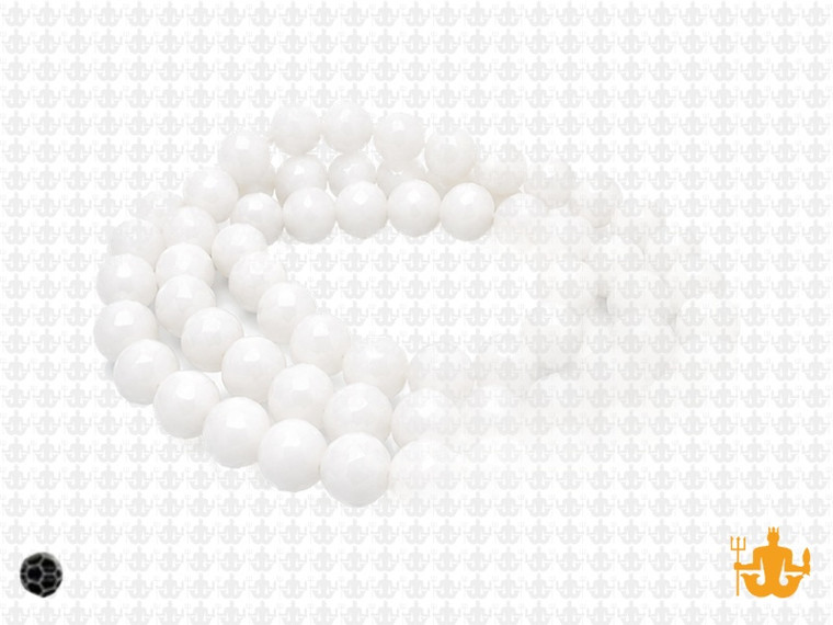 6mm White Opal Quartz Faceted Round Beads 15.5" synthetic [uc7b1]