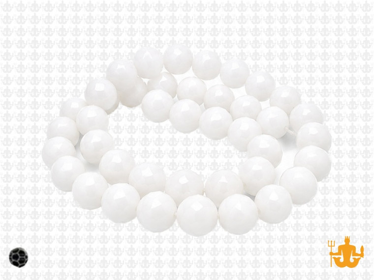 8mm White Opal Quartz Faceted Round Beads 15.5" synthetic [uc8b1]
