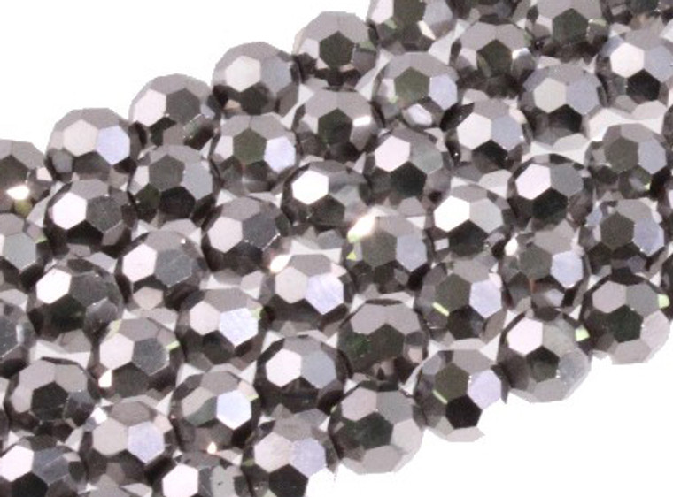 8mm Metallic Silver Glass Round about 15.5" [uc8b16]