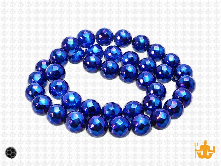 8mm Metallic Blue Glass Round about 15.5" [uc8b21]
