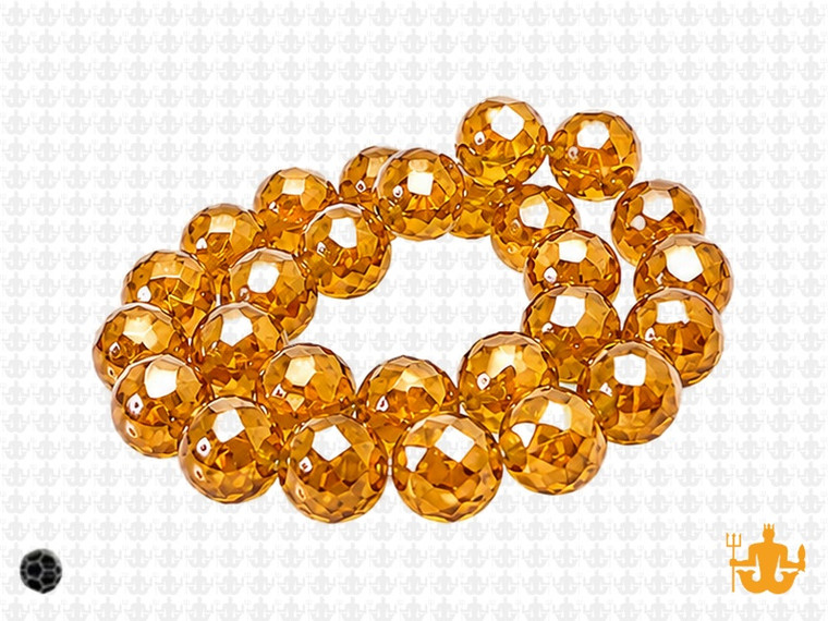 10mm Topaz Glass Faceted Round About 35 Beads [uc9a12]