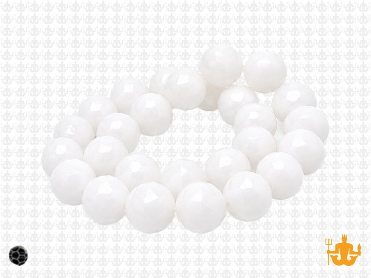 10mm White Opal Quartz Faceted Round Beads 15.5" synthetic [uc9b1]