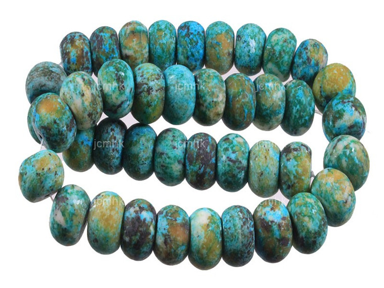 14mm Matte Azurite Chrysocolla Rondelle Beads 15.5" dyed [wa160m]