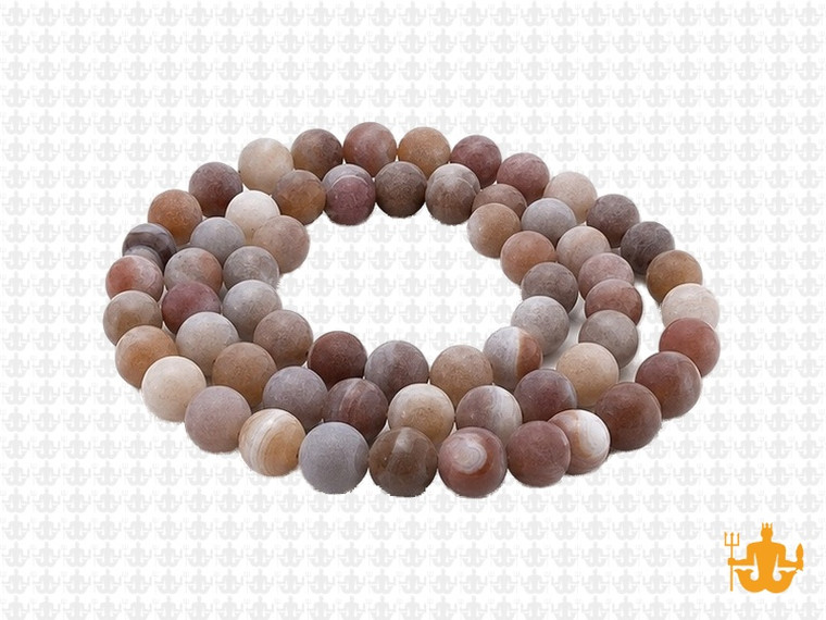 6mm Matte Brown Banded Agate Round Beads 15.5" dyed [6f25m]