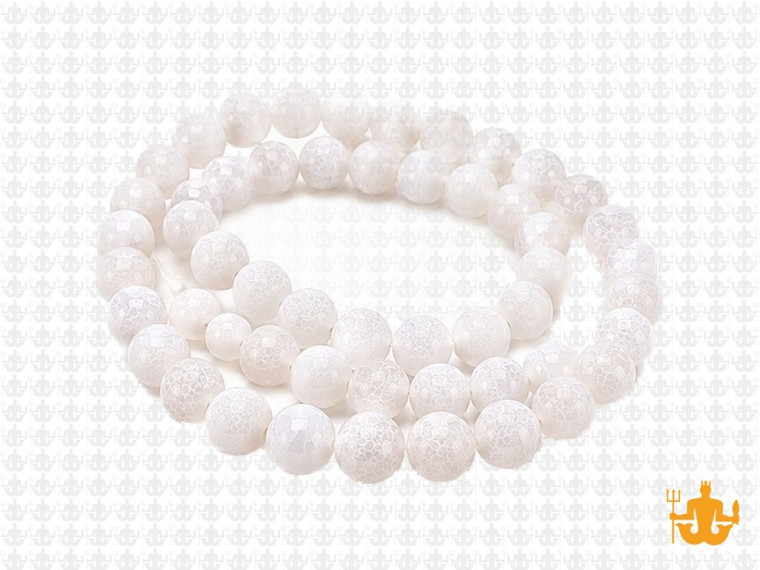 6mm White Spider Agate Round Beads 15.5" natural [6f31w]