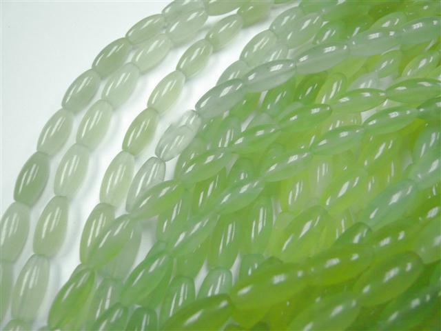6x12mm New Jade Puff Oval Beads 15.5" natural [r7a2]