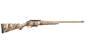 Ruger, American Bolt-Action, 7MM08, 22" Threaded Barrel w/Muzzle Brake, Cerakote Bronze Finish, Go Wild Camo Synthetic Stock, Scope Base, 3Rd