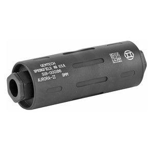 Gemtech, Aurora II, Pistol Suppressor, 9MM, Weight 3.5oz, Length 3.4", Diameter 1.2", Black Finish Gemtech, Aurora II, Pistol Suppressor, 9MM, Weight 3.5oz, Length 3.4", Diameter 1.2", Black Finish