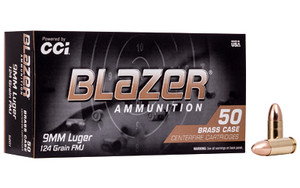 Blazer Ammunition, Blazer Brass, 9MM, 124 Grain, Full Metal Jacket, 1,000 Rounds