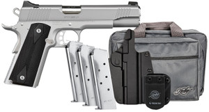 Kimber Mfg, Inc Stainless LW Club Bundle Full Size Frame 45 ACP 7+1 5" Stainless Match Grade Barrel, Serrated Stainless Steel Slide, Stainless Aluminum Frame w/Beavertail, Black Textured Grip