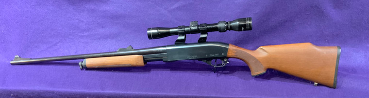 Remington 7600 35 Whelen Pump Action Rifle, Wood Stock with Scope