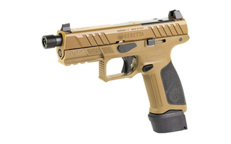 Beretta, APX, A1 Tactical, Striker Fired, Semi-automatic, Polymer Frame Pistol, Full Size, 9MM, 4.8" Threaded Barrel, 1/2X24, Optics Ready, Blackout Suppressor Height Sights,21 Rounds, 3 Magazines