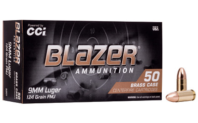 Blazer Ammunition, Blazer Brass, 9MM, 124 Grain, Full Metal Jacket, 1,000 Rounds