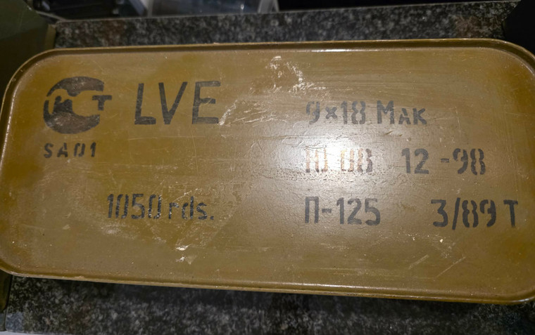 9mm Makarov 1,050 Military Surplus Sealed Can