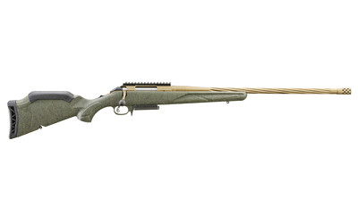 Ruger, American Generation II, Predator, Bolt Action Rifle, 300 Winchester Magnum, 22" Spiral Fluted Barrel, 1:10 Twist, Threaded 5/8X24, Muzzle Brake, Cerakote Finish, Burnt Bronze, Green Splatter Synthetic Stock