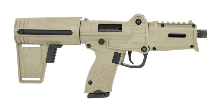 Kel-Tec SDP9TAN SUB SDP 9mm Luger 17+1 6" Threaded Barrel, Tan Polymer Receiver w/Picatinny Rail, Polymer Folding Pistol Brace, Polymer Grip