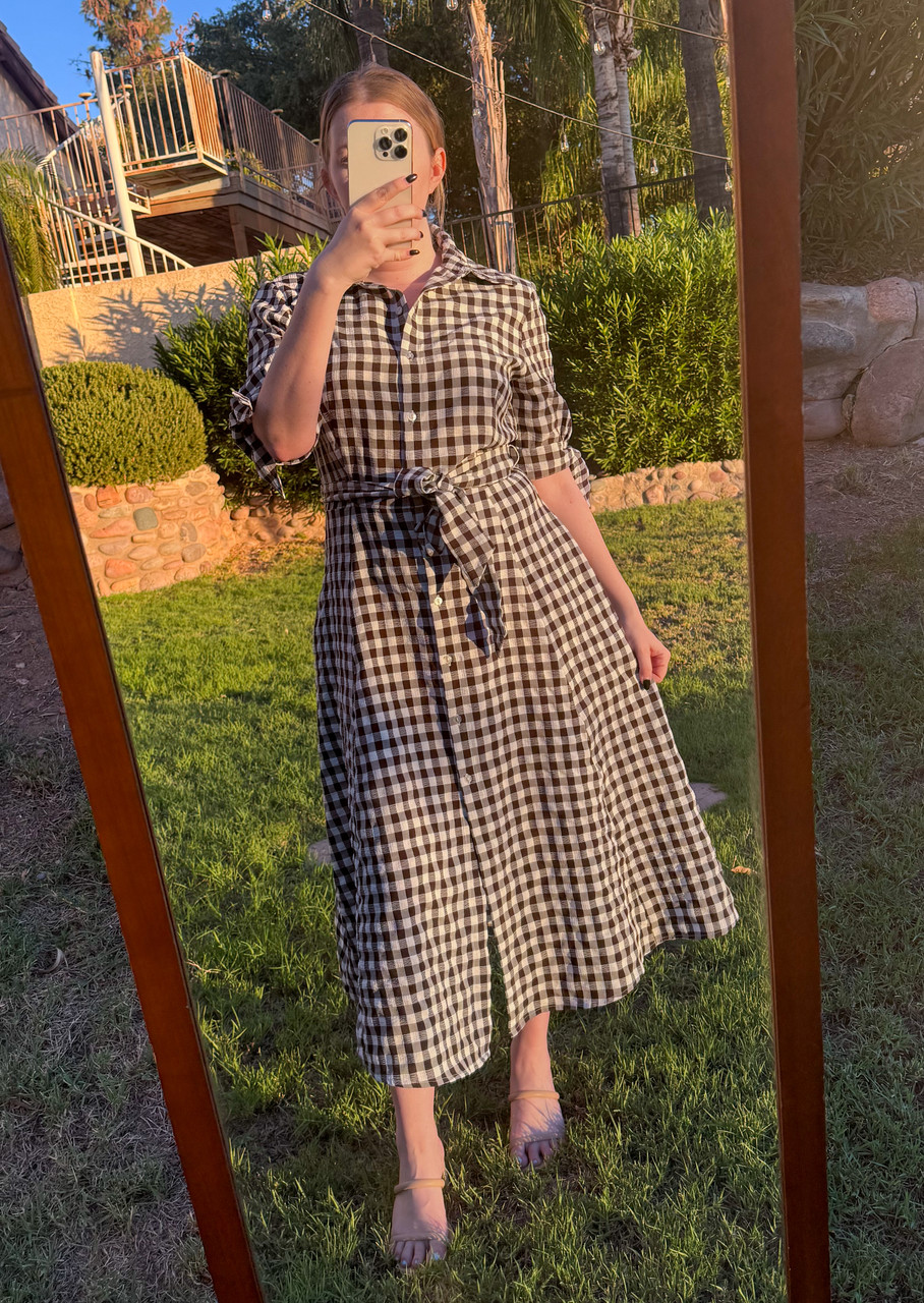 Vintage chocolate gingham dress L