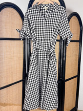 Vintage chocolate gingham dress L